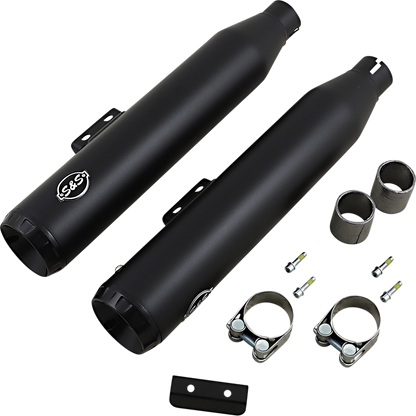 S&S Grand National Black 50 State Legal Slip on Mufflers 2018-22 Harley Softail