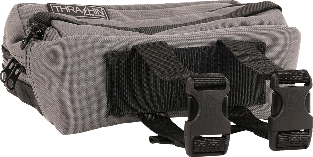 Thrashin Supply Gray Motorcycle Handlebar Storage Bag Plus for Harley THB-0018