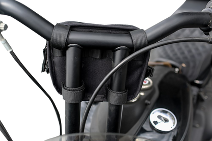 Burly Brand Universal Black Motorcycle Handlebar Bag with Anti-Flail Snap System