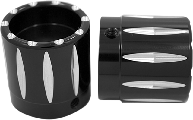 Avon 1" Black Rival Motorcycle Axle Caps 2007-2017 Harley Dyna Softail Touring