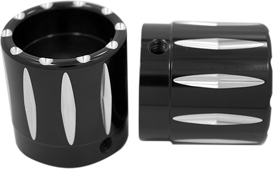 Avon 1" Black Rival Motorcycle Axle Caps 2007-2017 Harley Dyna Softail Touring