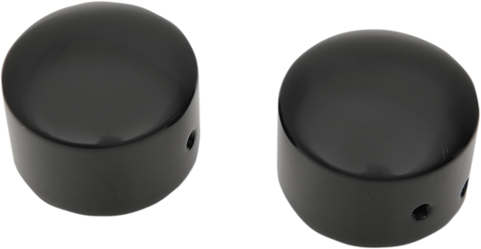 Drag Specialties Gloss Black Front Axle Caps 2008-2023 Harley Touring FLHT FLHX