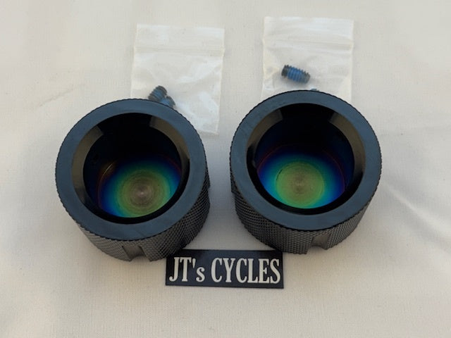 Figurati Designs Front Smooth Axle Nut Black Covers for 2002-2022 Harley