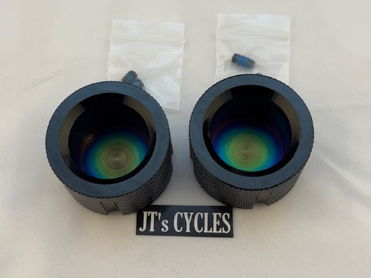 Figurati Designs Front Smooth Axle Nut Black Covers for 2002-2022 Harley