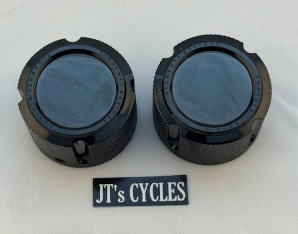 Figurati Designs Front Smooth Axle Nut Black Covers for 2002-2022 Harley