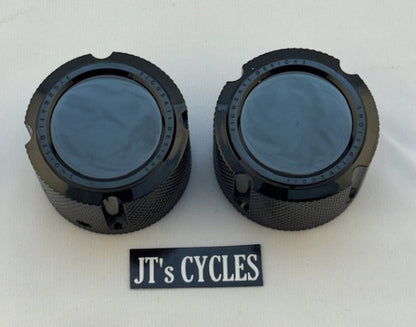 Figurati Designs Front Smooth Axle Nut Black Covers for 2002-2022 Harley
