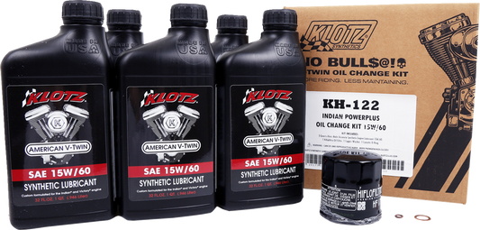 Klotz Synthetic 15W-60 Engine Oil Change Kit for 2020-2023 Indian Powerplus