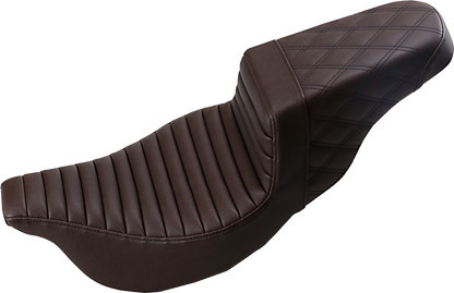 Saddlemen Brown Step-Up Tuck-n-Roll Lattice Seat for 2008-2024 Harley Touring