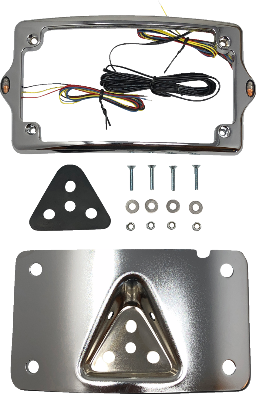 Kodlin Elypse Chrome Curved LED License Plate Kit for 3-Hole Mount Harley Models