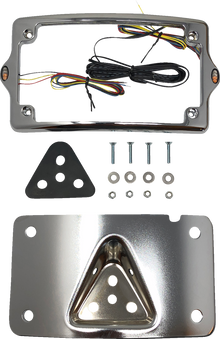 Kodlin Elypse Chrome Curved LED License Plate Kit for 3-Hole Mount Harley Models