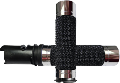 Avon K25 TBW Chrome Knurled Handlebar Grips for 2023-2025 Harley Touring Softail