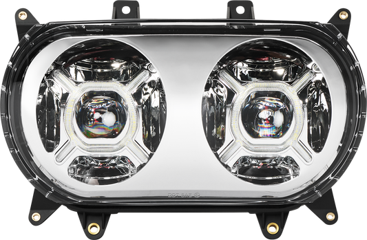 Custom Dynamics Chrome Double-X LED Headlight fits 2015-2024 Harley Road Glide