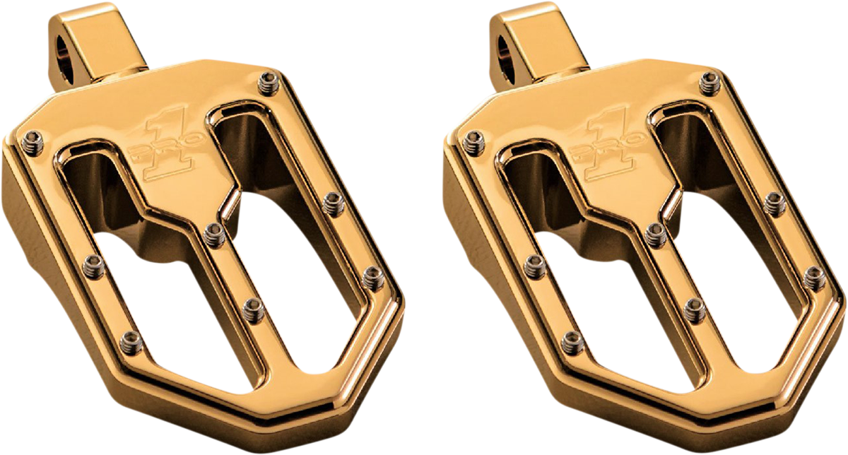 Pro One Moto V1 Gold Male Mount Motorcycle Foot pegs BMX Style for Harley