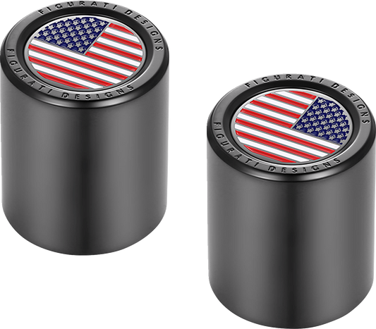 Figurati American Flag Black Short Magnetic Docking Hardware Covers for Harley