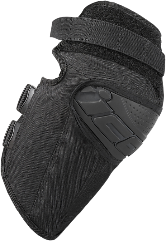 Icon Black Field Armor Textile Motorcycle Riding Street Racing Knee Guards