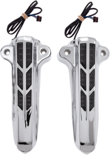 Ciro Chrome Amber LED Lower Front Fork Leg Covers 2014-2024 Harley Touring FLHT