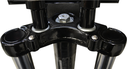 La Choppers Gloss Black 39mm Fork Tube Caps fits 84-15 Harley Dyna FXRS FXR