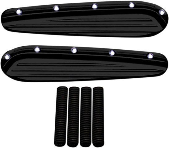 Covingtons Black Dimpled Front Turn Signal Eliminators for 98-13 Harley Touring
