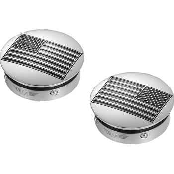 Figurati Designs B&W USA Flag Swingarm Covers for 1980-2025 Harley Davidson