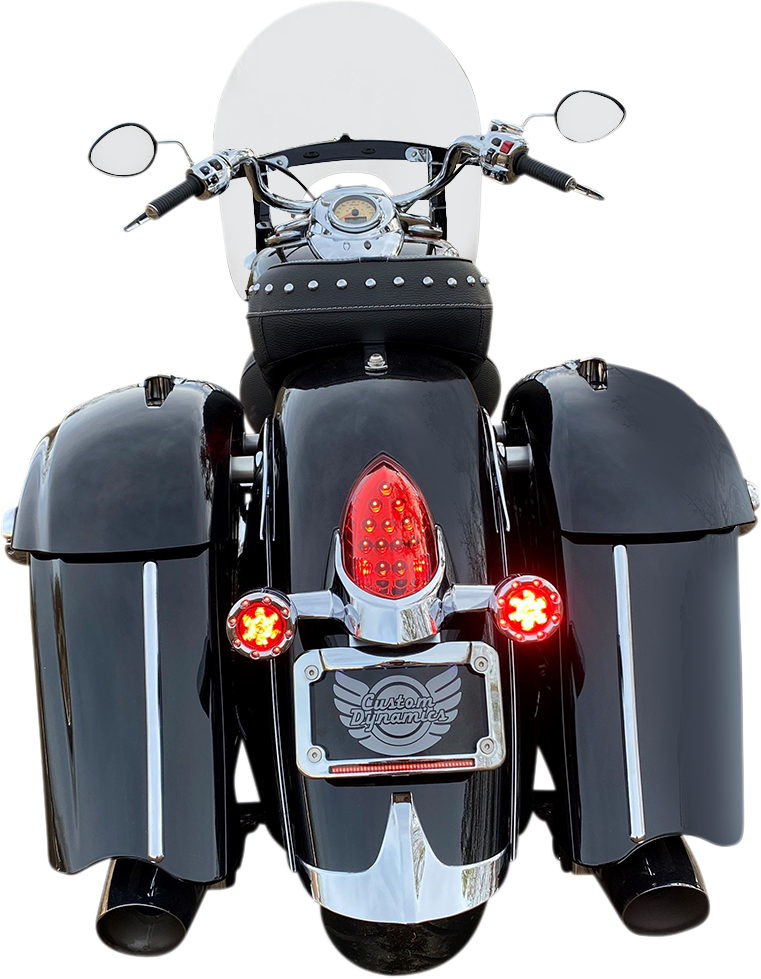 Custom Dynamics ProBEAM Chrome Red LED Bullet Ringz Turn Signals 2014-23 Indian