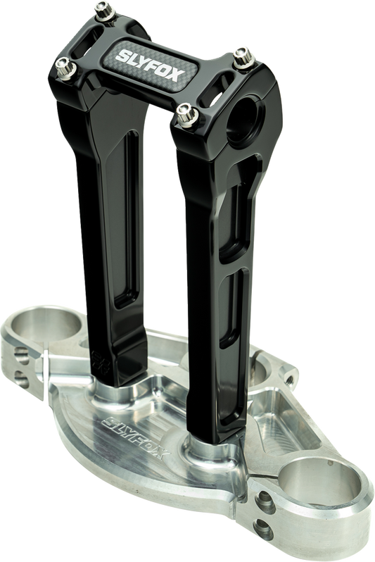 Slyfox Black 8" Straight Riser & Top Clamp Kit for Harley Davidson 1" Handlebars
