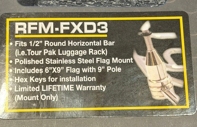 Ciro Chrome Tour Pack Solid Flag Mount With American Flag for Harley Indian