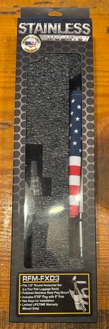 Ciro Chrome Tour Pack Solid Flag Mount With American Flag for Harley Indian