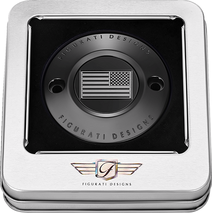 Figurati Designs B&W American Flag Black Timing Cover for 2017-2023 Harley M8