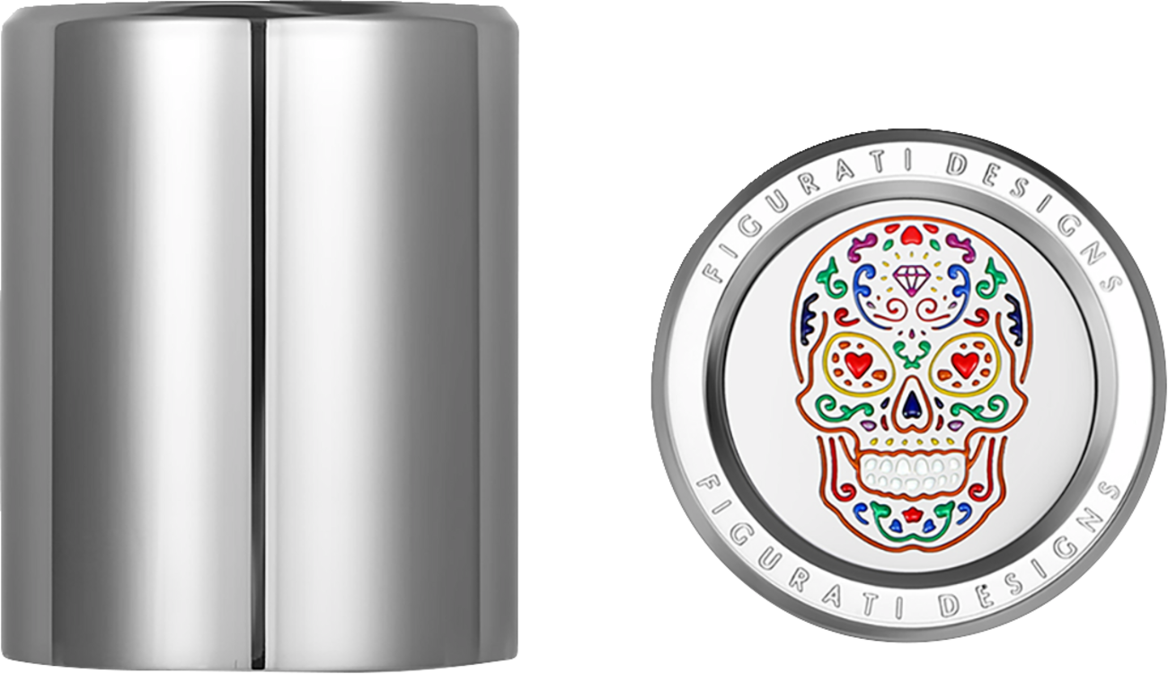 Figurati Designs Silver Sugar Skull Medium Docking Hardware Covers for Harley