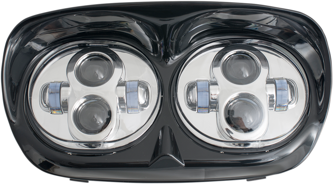 Rivco Chrome LED Dual Headlight 1998-2013 Harley Road Glide FLTR FLTRX FLTRU