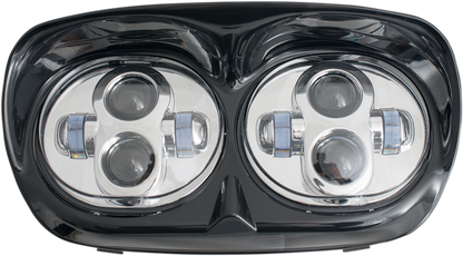 Rivco Chrome LED Dual Headlight 1998-2013 Harley Road Glide FLTR FLTRX FLTRU
