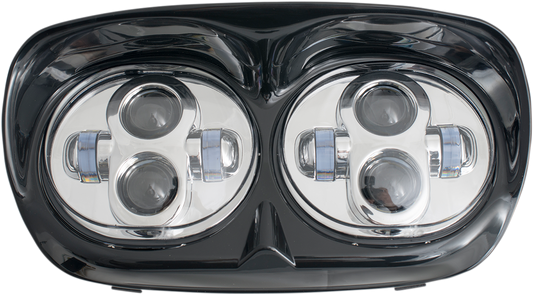 Rivco Chrome LED Dual Headlight 1998-2013 Harley Road Glide FLTR FLTRX FLTRU