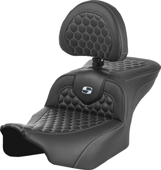 Saddlemen Roadsofa Silver Honeycomb Gel Seat & Backrest 2023-2025 Harley Touring