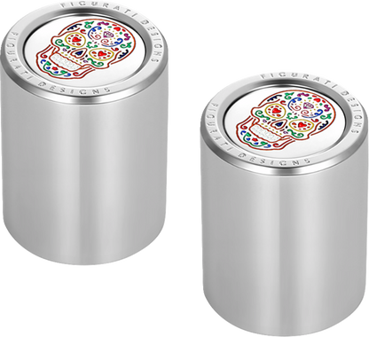 Figurati Designs Silver Sugar Skull Medium Docking Hardware Covers for Harley