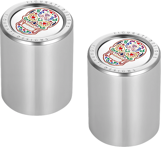 Figurati Designs Silver Sugar Skull Medium Docking Hardware Covers for Harley