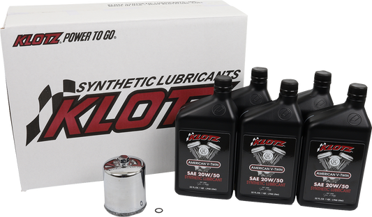 Klotz Synthetic 20W-50 Oil Change Kit 1999-2017 Harley Touring Softail Dyna