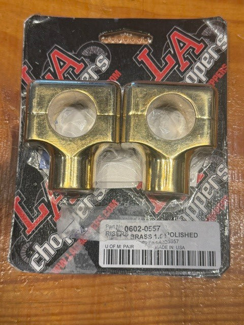 La Choppers Brass 1.5" Rise 1" Handlebar Risers for Harley Davidson
