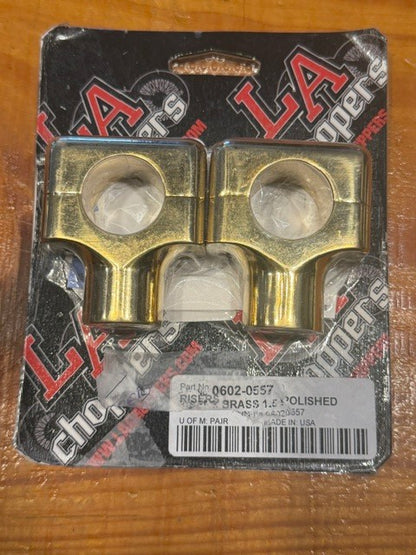 La Choppers Brass 1.5" Rise 1" Handlebar Risers for Harley Davidson