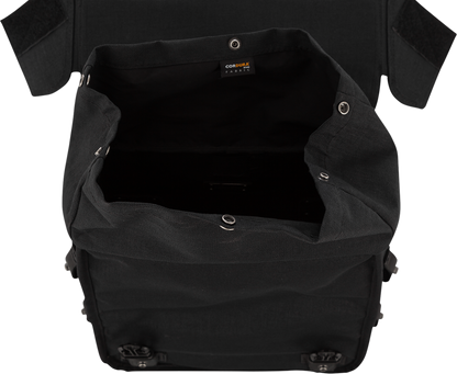 Burly Brand Black Leather Cordura Throw-Over Saddlebags for Harley Davidson