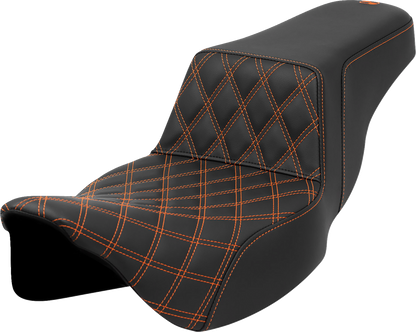Saddlemen Step Up Extended Orange Lattice Gel Seat for 2008-2025 Harley Touring
