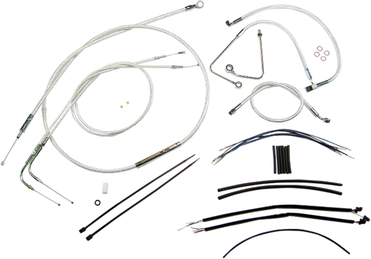 Magnum Ape Hanger Sterling Chromite Extended Handlebar Cable Kit 14-15 Harley