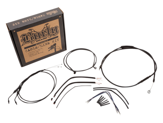 Burly Brand Black 16" Ape Hanger Handlebar Cable Kit fits 14-22 Harley Sportster