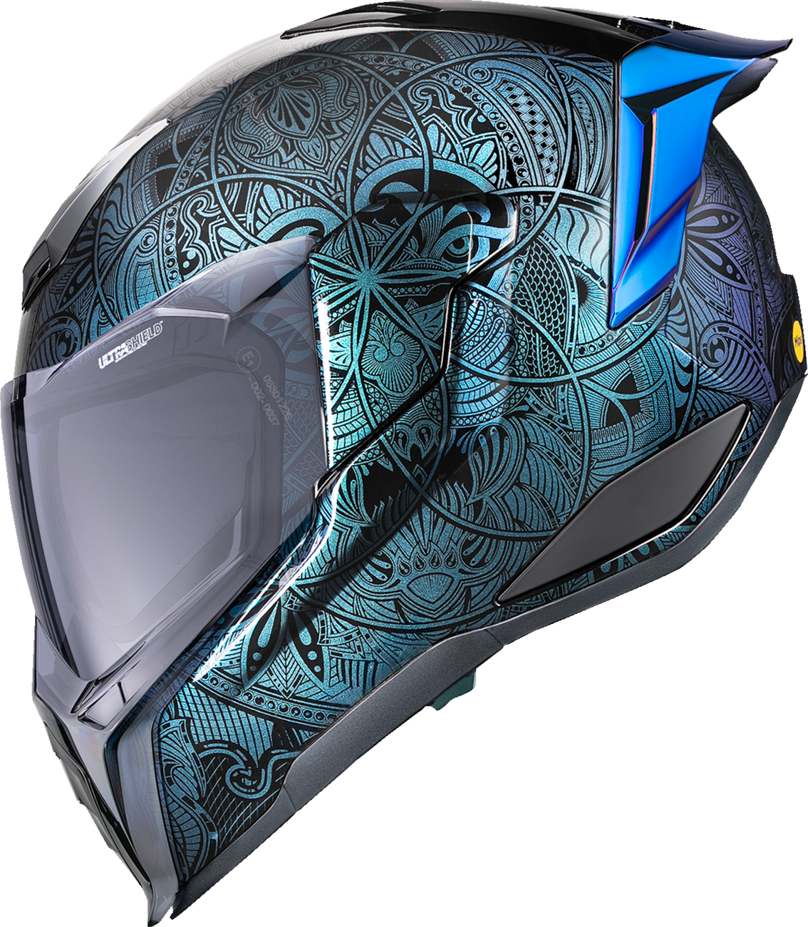 Icon Ultraflite Opal Mandala Blue MIPS Full Face Adult Street Motorcycle Helmet