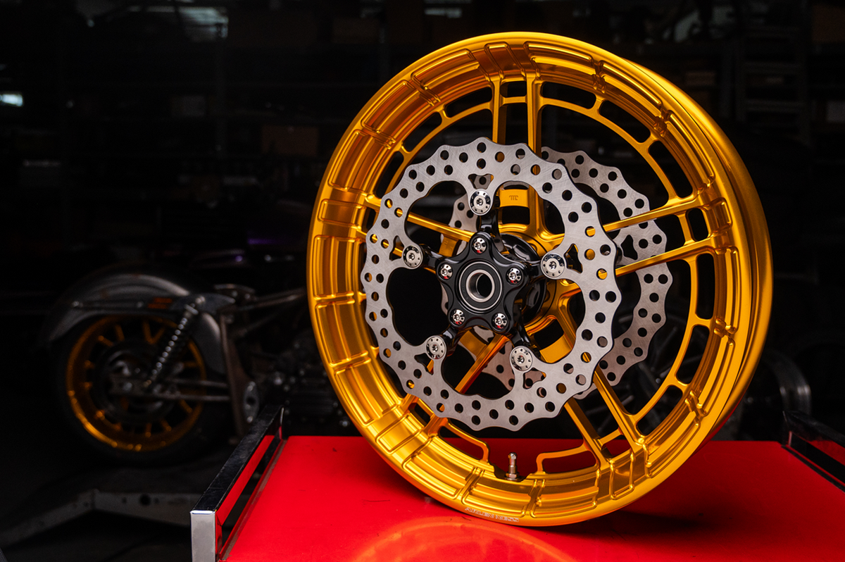 Arlen Ness Flatline Gold 18" x 5.5" Rear Motorcycle Wheel for Harley Davidson