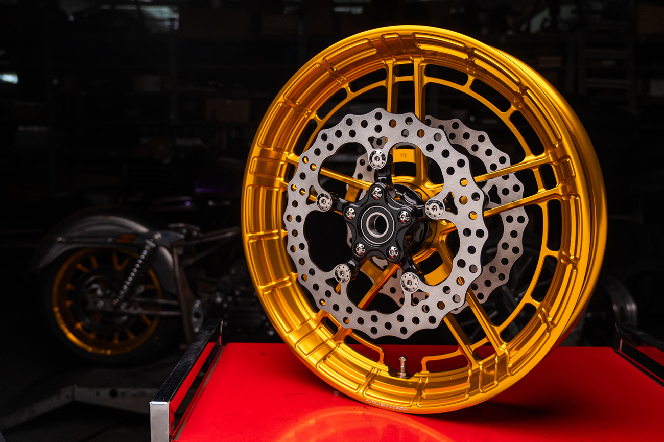 Arlen Ness Flatline Gold 21" x 3.5" Front Motorcycle Wheel for Harley Davidson