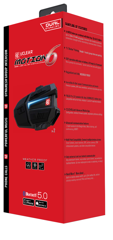 Uclear Motion 6 Dual Bluetooth Motorcycle Fullface Helmet Communicator
