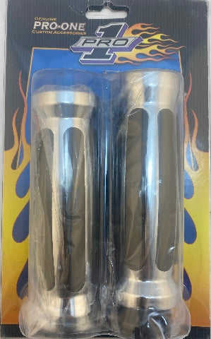 Pro One Chrome 1" Motorcycle Grips 1987-2018 Kawasaki Vulcan Suzuki Yamaha