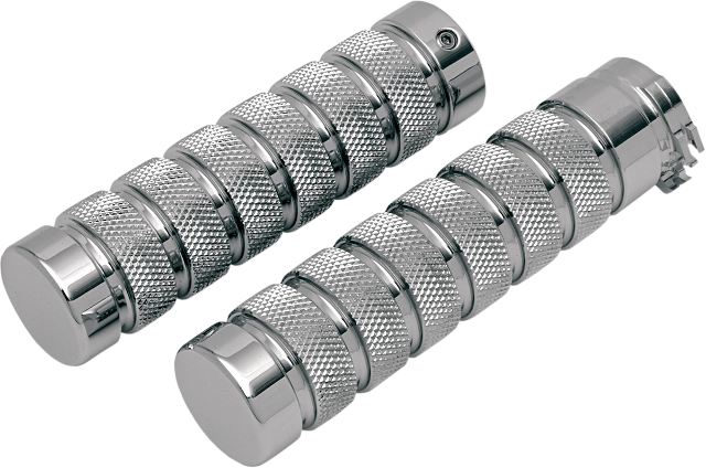 Accutronix Chrome Notch Knurled Hand Grips 1980-2021 Harley Dyna Touring Softail