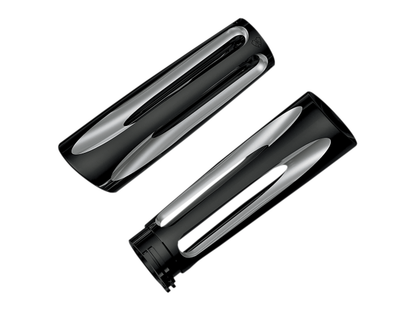 Arlen Ness Deep Cut Black Billet Dual Cable Hand Grips 1980-22 Harley FX FXD XL