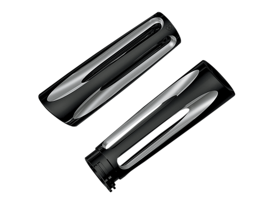 Arlen Ness Deep Cut Black Billet Dual Cable Hand Grips 1980-22 Harley FX FXD XL